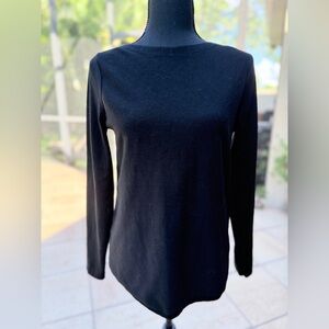 Chico's Elegant Black Long Sleeve Boatneck Lightweight Rayon Sweater Top